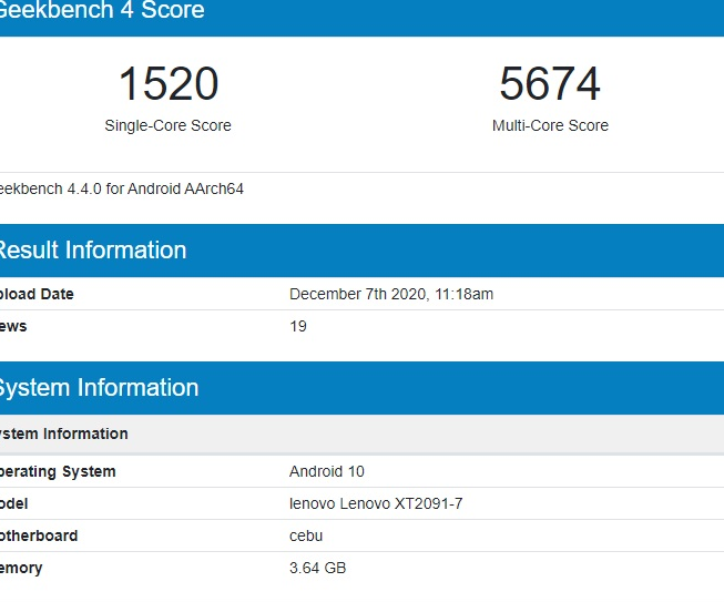 联想 K12 Pro 现身 Geekbench：搭载骁龙 662 芯片